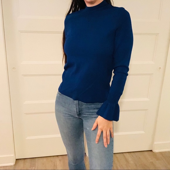H&M | Blue High Neck Long Sleeve Shirt - Picture 5 of 10